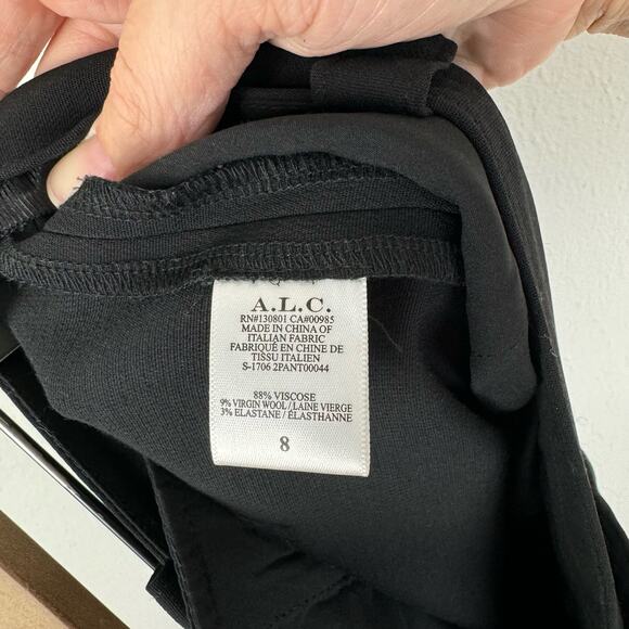 A.L.C. Felix Black Cropped Wide Leg Mid Rise Wool Blend Work Slacks Pants - Picture 9 of 10